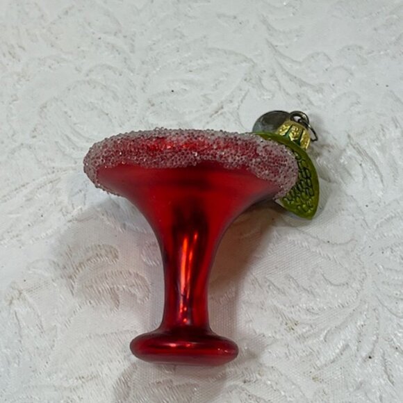 TWO Red Mini Christmas Margaretta Hand Blown Hanging Ornaments 2"x2" - Picture 6 of 12